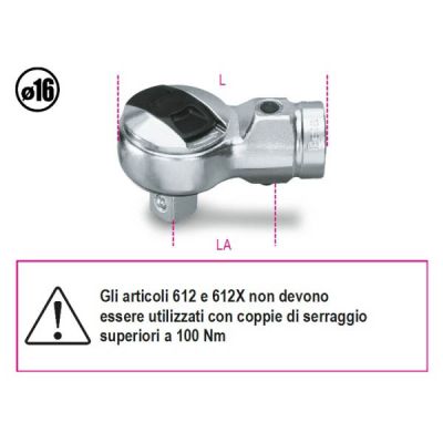 Beta cricchetti reversibili per barre dinamometriche 612